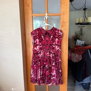 Red and Pink Patterned Dress